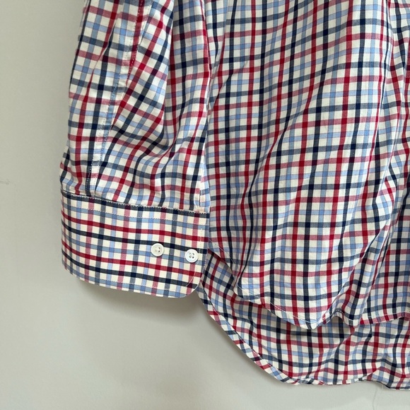 J. McLaughlin Men’s Red and Blue Plaid Button Down Dress Shirt, size M - Picture 5 of 7